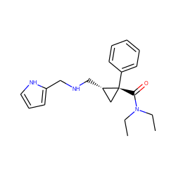 CCN(CC)C(=O)[C@@]1(c2ccccc2)C[C@@H]1CNCc1ccc[nH]1 ZINC000029128000