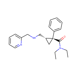 CCN(CC)C(=O)[C@@]1(c2ccccc2)C[C@@H]1CNCc1ccccn1 ZINC000029127995