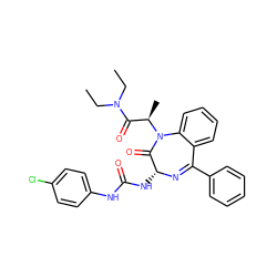 CCN(CC)C(=O)[C@@H](C)N1C(=O)[C@@H](NC(=O)Nc2ccc(Cl)cc2)N=C(c2ccccc2)c2ccccc21 ZINC000027436318