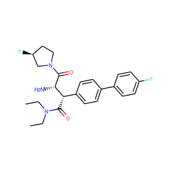 CCN(CC)C(=O)[C@@H](c1ccc(-c2ccc(F)cc2)cc1)[C@H](N)C(=O)N1CC[C@H](F)C1 ZINC000014947782