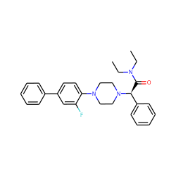 CCN(CC)C(=O)[C@@H](c1ccccc1)N1CCN(c2ccc(-c3ccccc3)cc2F)CC1 ZINC000103238179