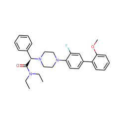 CCN(CC)C(=O)[C@@H](c1ccccc1)N1CCN(c2ccc(-c3ccccc3OC)cc2F)CC1 ZINC000103225290