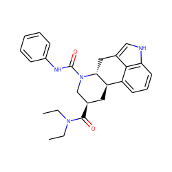 CCN(CC)C(=O)[C@@H]1C[C@@H]2c3cccc4[nH]cc(c34)C[C@H]2N(C(=O)Nc2ccccc2)C1 ZINC000045290819