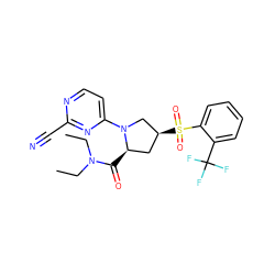 CCN(CC)C(=O)[C@@H]1C[C@H](S(=O)(=O)c2ccccc2C(F)(F)F)CN1c1ccnc(C#N)n1 ZINC000168451924