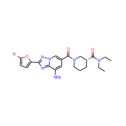 CCN(CC)C(=O)[C@@H]1CCCN(C(=O)c2cc(N)c3nc(-c4ccc(Br)o4)nn3c2)C1 ZINC000026983736