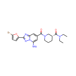 CCN(CC)C(=O)[C@@H]1CCCN(C(=O)c2cc(N)n3nc(-c4ccc(Br)o4)nc3c2)C1 ZINC000026983411