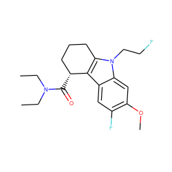 CCN(CC)C(=O)[C@@H]1CCCc2c1c1cc(F)c(OC)cc1n2CCF ZINC000073197024