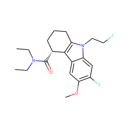 CCN(CC)C(=O)[C@@H]1CCCc2c1c1cc(OC)c(F)cc1n2CCF ZINC000073197022