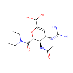 CCN(CC)C(=O)[C@@H]1OC(C(O)O)=C[C@H](N=C(N)N)[C@H]1NC(C)=O ZINC000013802902