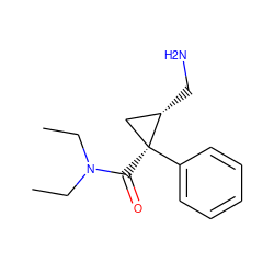 CCN(CC)C(=O)[C@]1(c2ccccc2)C[C@@H]1CN ZINC000000014037