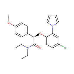 CCN(CC)C(=O)[C@H](Oc1ccc(Cl)cc1-n1cccc1)c1ccc(OC)cc1 ZINC000096168033