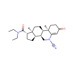 CCN(CC)C(=O)[C@H]1CC[C@@H]2[C@@H]3CN(C#N)C4=CC(=O)CC[C@]4(C)[C@@H]3CC[C@]12C ZINC000026399555