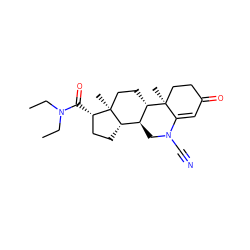 CCN(CC)C(=O)[C@H]1CC[C@H]2[C@@H]3CN(C#N)C4=CC(=O)CC[C@]4(C)[C@H]3CC[C@]12C ZINC000013737928