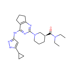 CCN(CC)C(=O)[C@H]1CCCN(c2nc3c(c(Nc4cc(C5CC5)[nH]n4)n2)CCC3)C1 ZINC000299870956