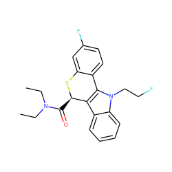 CCN(CC)C(=O)[C@H]1Sc2cc(F)ccc2-c2c1c1ccccc1n2CCF ZINC000068208449