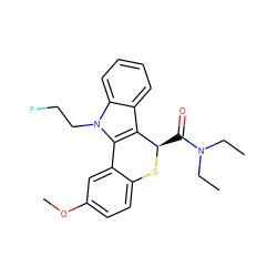 CCN(CC)C(=O)[C@H]1Sc2ccc(OC)cc2-c2c1c1ccccc1n2CCF ZINC000096909195