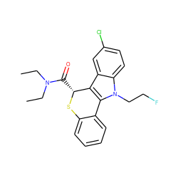 CCN(CC)C(=O)[C@H]1Sc2ccccc2-c2c1c1cc(Cl)ccc1n2CCF ZINC000096909217