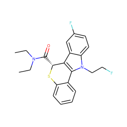 CCN(CC)C(=O)[C@H]1Sc2ccccc2-c2c1c1cc(F)ccc1n2CCF ZINC000096909207