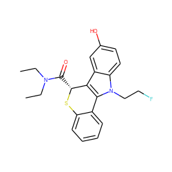 CCN(CC)C(=O)[C@H]1Sc2ccccc2-c2c1c1cc(O)ccc1n2CCF ZINC000096909211