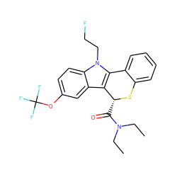 CCN(CC)C(=O)[C@H]1Sc2ccccc2-c2c1c1cc(OC(F)(F)F)ccc1n2CCF ZINC000096909201