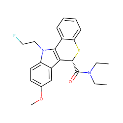 CCN(CC)C(=O)[C@H]1Sc2ccccc2-c2c1c1cc(OC)ccc1n2CCF ZINC000068208433