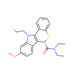 CCN(CC)C(=O)[C@H]1Sc2ccccc2-c2c1c1ccc(OC)cc1n2CCF ZINC000068208466