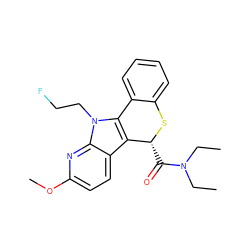 CCN(CC)C(=O)[C@H]1Sc2ccccc2-c2c1c1ccc(OC)nc1n2CCF ZINC000096909213