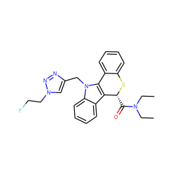 CCN(CC)C(=O)[C@H]1Sc2ccccc2-c2c1c1ccccc1n2Cc1cn(CCF)nn1 ZINC000096909219