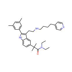 CCN(CC)C(=O)C(C)(C)c1ccc2[nH]c(-c3cc(C)cc(C)c3)c(CCNCCCCc3ccncc3)c2c1 ZINC000029467372