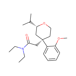 CCN(CC)C(=O)C[C@@]1(c2ccccc2OC)CCO[C@@H](C(C)C)C1 ZINC000000520579