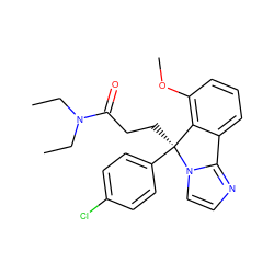 CCN(CC)C(=O)CC[C@]1(c2ccc(Cl)cc2)c2c(OC)cccc2-c2nccn21 ZINC000072110391