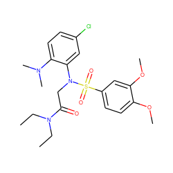 CCN(CC)C(=O)CN(c1cc(Cl)ccc1N(C)C)S(=O)(=O)c1ccc(OC)c(OC)c1 ZINC000040953694