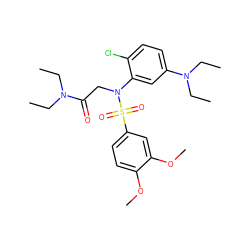 CCN(CC)C(=O)CN(c1cc(N(CC)CC)ccc1Cl)S(=O)(=O)c1ccc(OC)c(OC)c1 ZINC000040952518