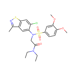 CCN(CC)C(=O)CN(c1cc2c(C)nsc2cc1Cl)S(=O)(=O)c1ccc(OC)c(OC)c1 ZINC000040955314