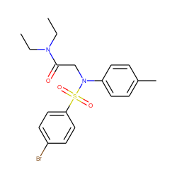 CCN(CC)C(=O)CN(c1ccc(C)cc1)S(=O)(=O)c1ccc(Br)cc1 ZINC000040975170