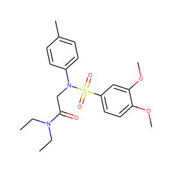 CCN(CC)C(=O)CN(c1ccc(C)cc1)S(=O)(=O)c1ccc(OC)c(OC)c1 ZINC000004851561