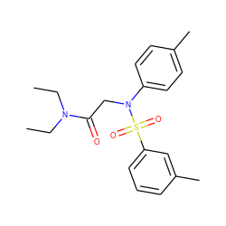 CCN(CC)C(=O)CN(c1ccc(C)cc1)S(=O)(=O)c1cccc(C)c1 ZINC000040896107