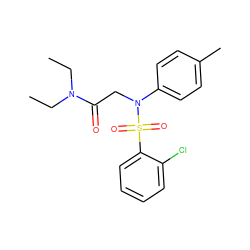 CCN(CC)C(=O)CN(c1ccc(C)cc1)S(=O)(=O)c1ccccc1Cl ZINC000040394973