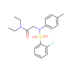 CCN(CC)C(=O)CN(c1ccc(C)cc1)S(=O)(=O)c1ccccc1F ZINC000040896104