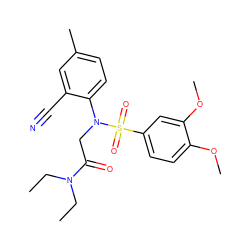 CCN(CC)C(=O)CN(c1ccc(C)cc1C#N)S(=O)(=O)c1ccc(OC)c(OC)c1 ZINC000040957746