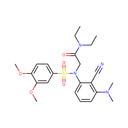 CCN(CC)C(=O)CN(c1cccc(N(C)C)c1C#N)S(=O)(=O)c1ccc(OC)c(OC)c1 ZINC000040957239