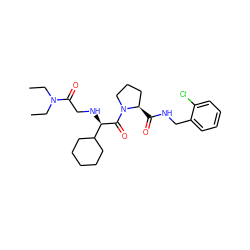 CCN(CC)C(=O)CN[C@@H](C(=O)N1CCC[C@H]1C(=O)NCc1ccccc1Cl)C1CCCCC1 ZINC000013780840