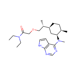 CCN(CC)C(=O)COC[C@H](C)[C@H]1CC[C@@H](C)[C@@H](N(C)c2ncnc3[nH]ccc23)C1 ZINC000066251531