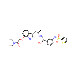 CCN(CC)C(=O)COc1cccc2c(C[C@@H](C)NC[C@H](O)c3cccc(NS(=O)(=O)c4cccs4)c3)c[nH]c12 ZINC000098084275