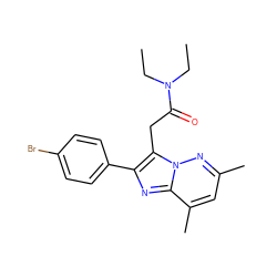 CCN(CC)C(=O)Cc1c(-c2ccc(Br)cc2)nc2c(C)cc(C)nn12 ZINC000096168025