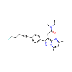 CCN(CC)C(=O)Cc1c(-c2ccc(C#CCCCF)cc2)nn2c(C)cc(C)nc12 ZINC000103240833