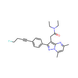 CCN(CC)C(=O)Cc1c(-c2ccc(C#CCCF)cc2)nn2c(C)cc(C)nc12 ZINC000103240831