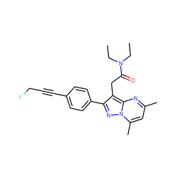 CCN(CC)C(=O)Cc1c(-c2ccc(C#CCF)cc2)nn2c(C)cc(C)nc12 ZINC000103240829