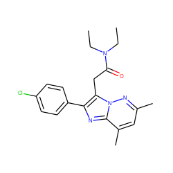 CCN(CC)C(=O)Cc1c(-c2ccc(Cl)cc2)nc2c(C)cc(C)nn12 ZINC000096168024