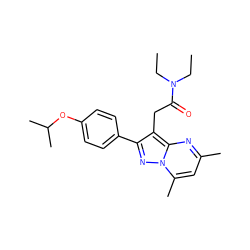 CCN(CC)C(=O)Cc1c(-c2ccc(OC(C)C)cc2)nn2c(C)cc(C)nc12 ZINC000201768688